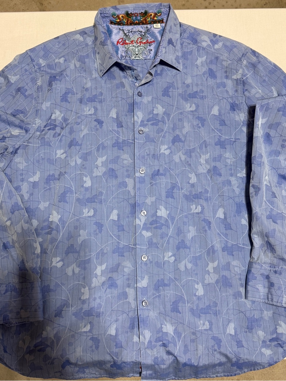 Robert Graham Light Blue Floral-Pattern Button-Up Shirt